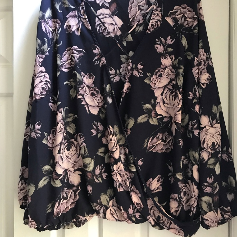 Charlotte Russe: blue with pink roses NWT